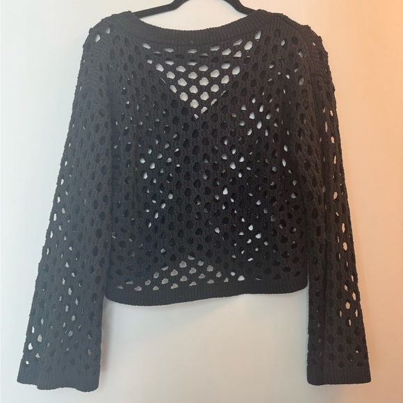 Black knit cardigan with holes and buttons, size s - Picture 2 of 3